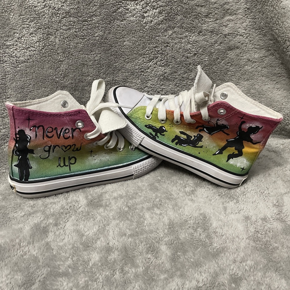 Koko Art Hightop Shoes Size EU 33/ US 1.5-2 Hand Painted Peter Pan Kidcore